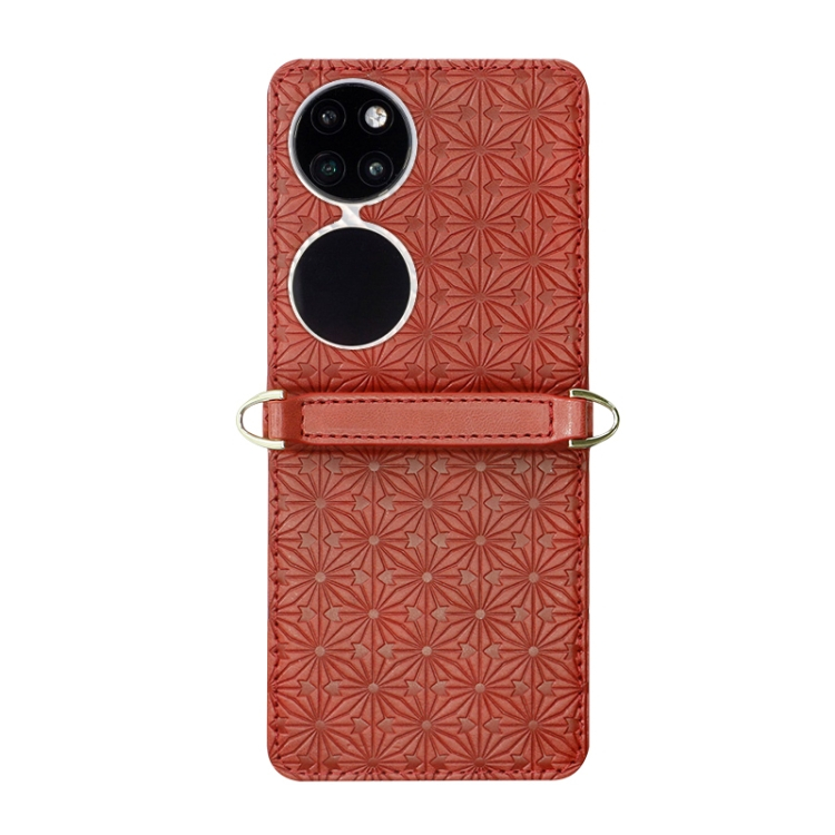 EMBOSSED Huawei P50 Pocket szíjjal ellátott huzat piros akciós termékkép 1