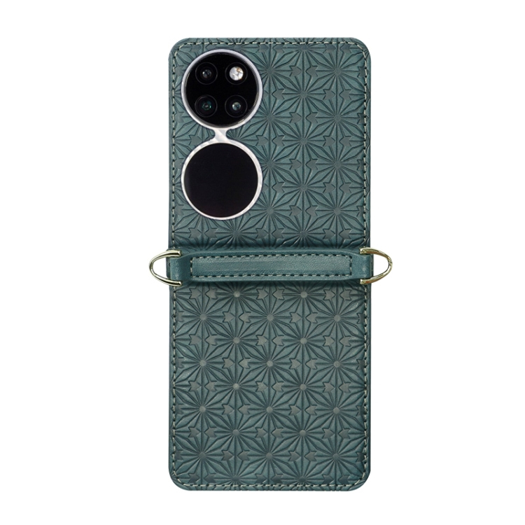 EMBOSSED huzat szíjjal Huawei P50 Pocket sötétzöld akciós termékkép 1