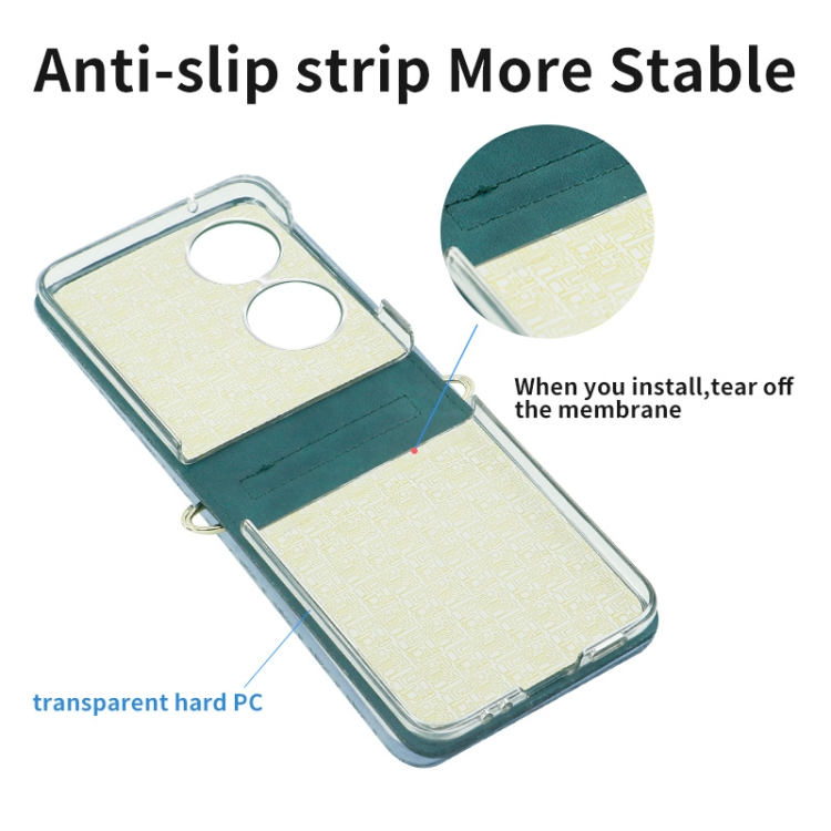 EMBOSSED huzat szíjjal Huawei P50 Pocket sötétzöld termék 2. képe