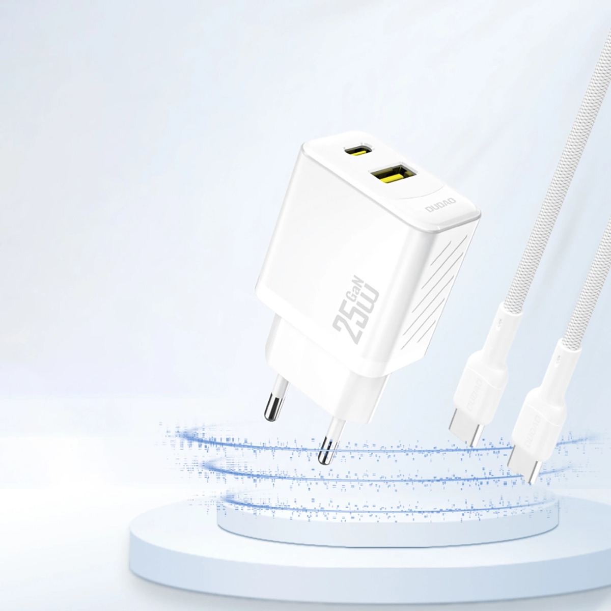 DUDAO A26T GaN 25W AC töltő USB-A / USB-C fehér termék 2. képe