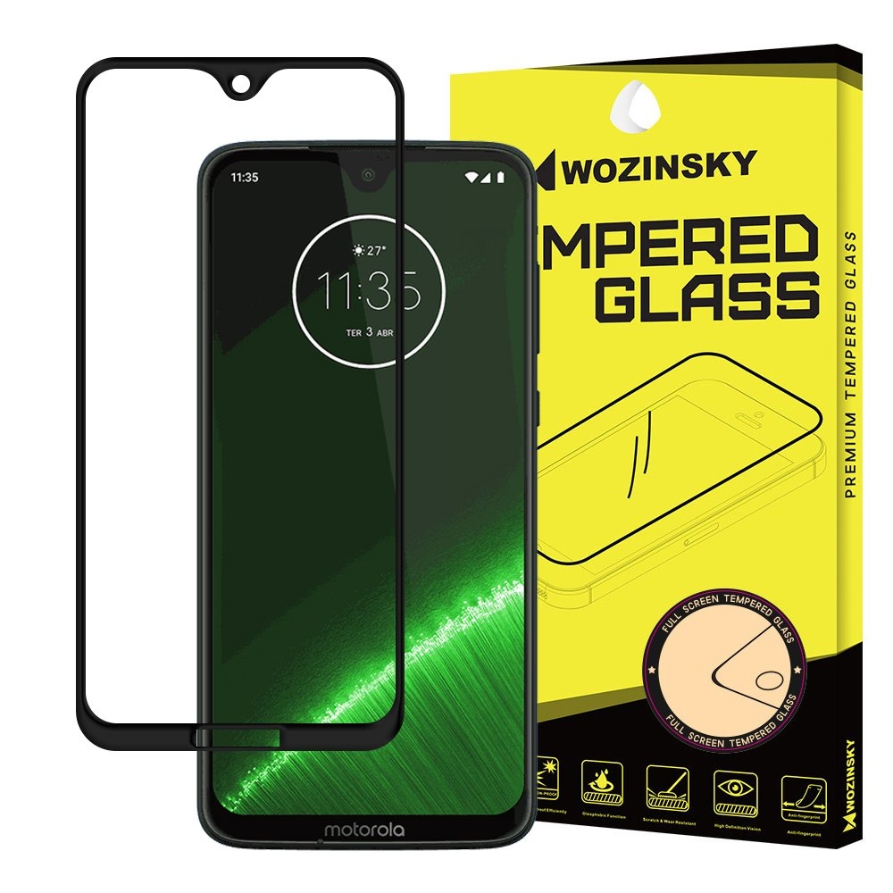 3D Edzett üveg Motorola Moto G7 fekete akciós termékkép 1