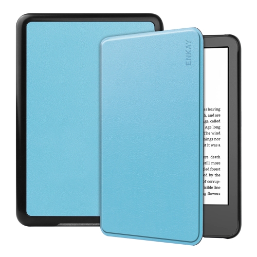 ENKAY LEATHER Flip borító az Amazon Kindle 2022 (11. generációs) telefonhoz világoskék