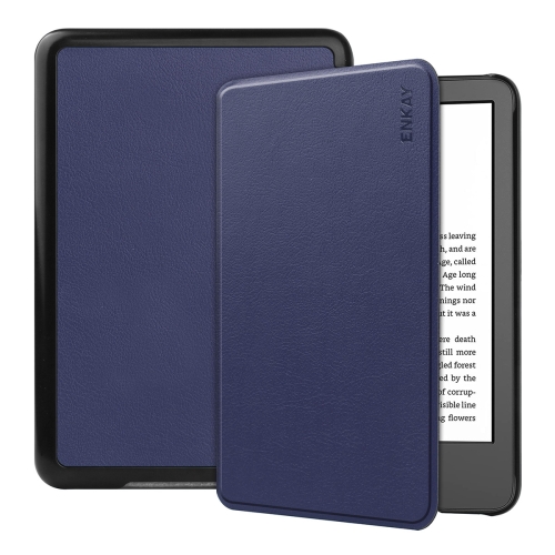 ENKAY LEATHER Flip borító az Amazon Kindle 2022 (11. generációs) készülékhez, sötétkék