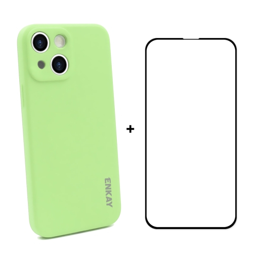 ENKAY Cover + 3D üveg Apple iPhone 13 világoszöld akciós termékkép 1
