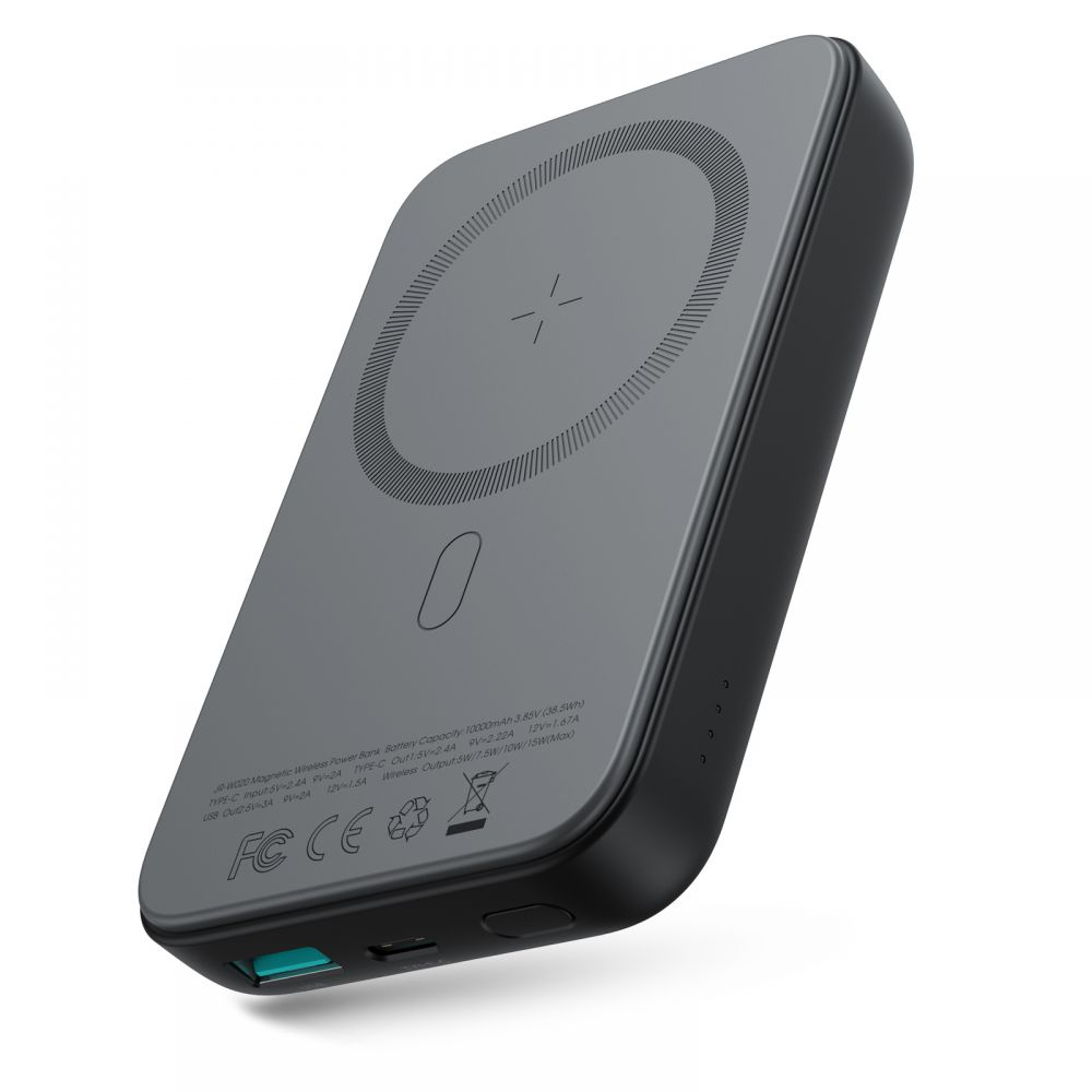 JOYROOM JR-W020 külső + vezeték nélküli töltő 10 000 mAh fekete akciós termékkép 1
