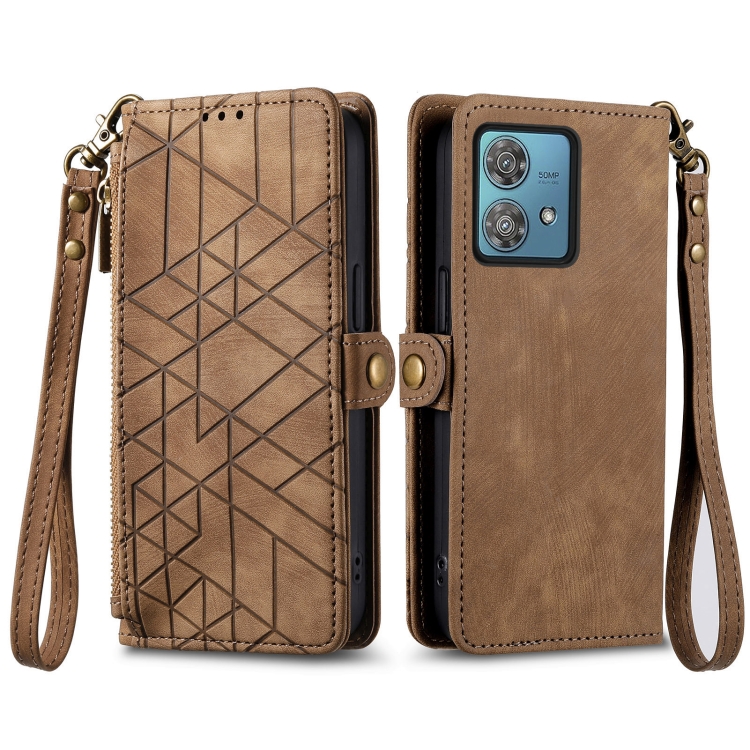 GEOM pénztárca tok Motorola Moto G84 5G barna színű akciós termékkép 1
