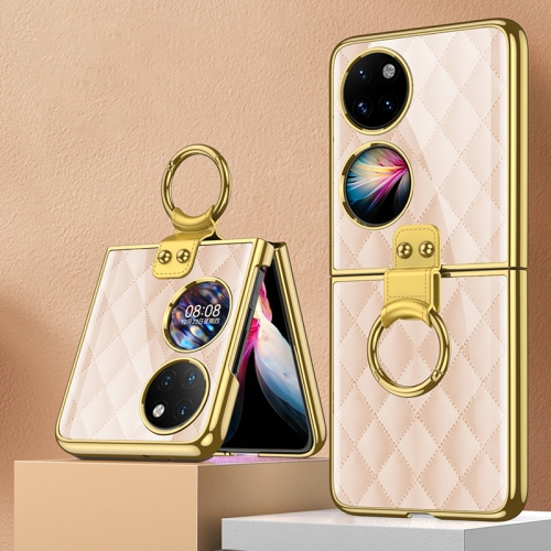 GKK GLASS Védőhuzat tartóval Huawei P50 Pocket PINK RHOMBUS akciós termékkép 1