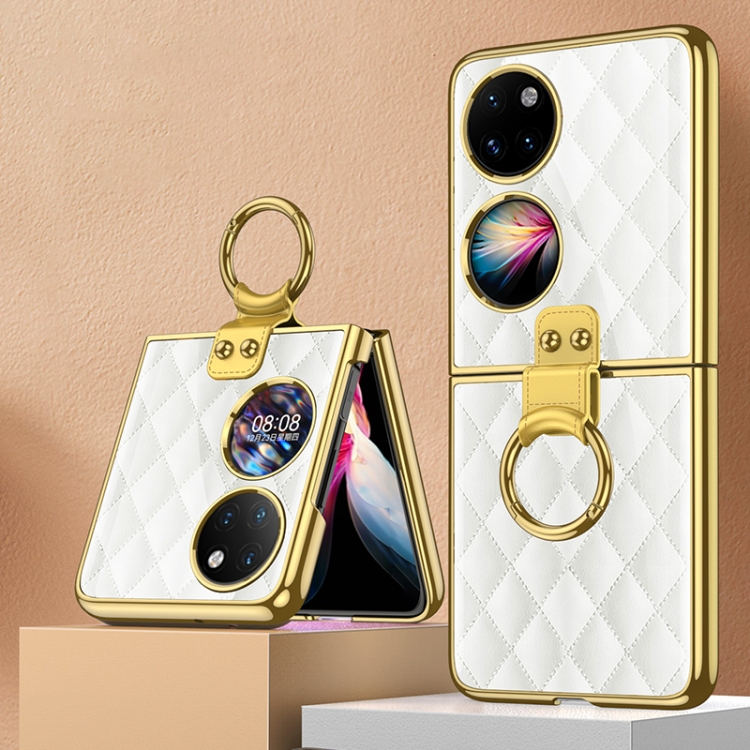GKK GLASS Védőburkolat tartóval Huawei P50 Pocket WHITE RHOMBUS akciós termékkép 1