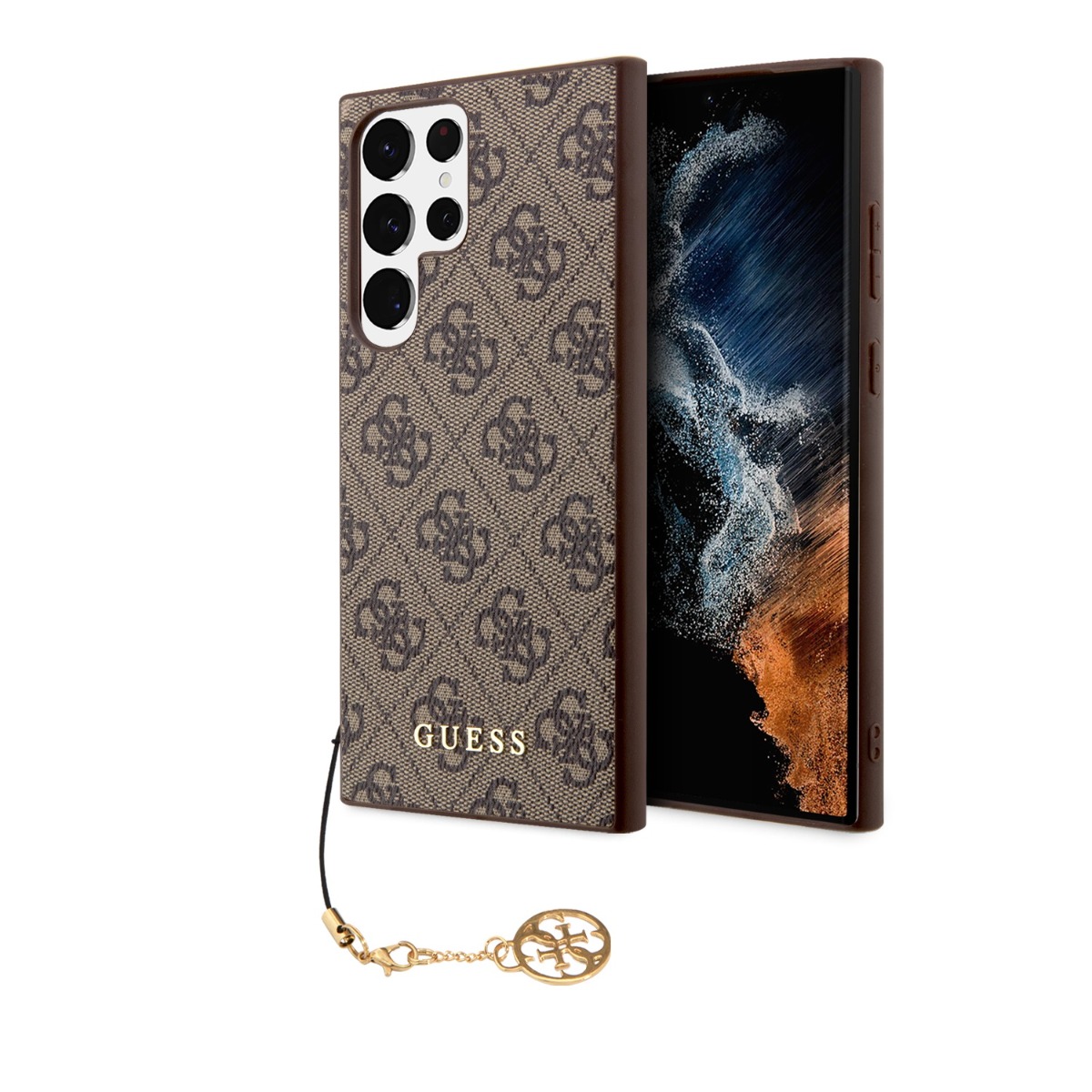 GUESS 4G fedél medállal Samsung Galaxy S24 Ultra 5G barna akciós termékkép 1