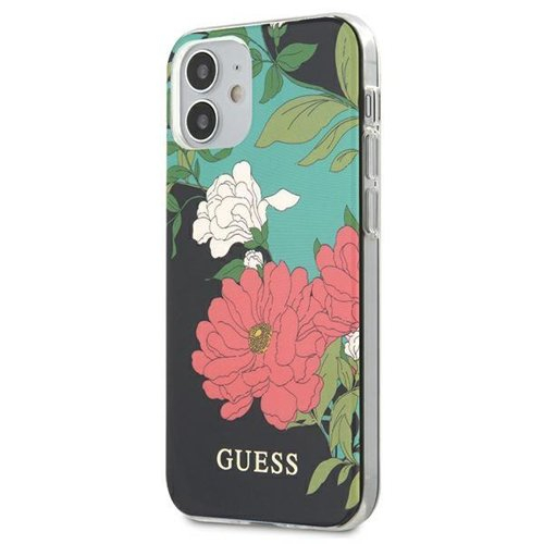 GUESS FLOWER Huzat Apple iPhone 12 mini fekete akciós termékkép 1