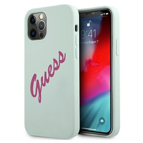 GUESS SILICONE VINTAGE Huzat Apple iPhone 12 12/12 12 Pro mentol akciós termékkép 1