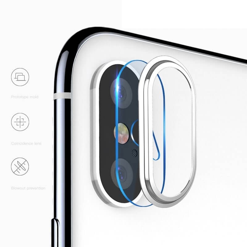 Ochranné sklo pre fotoaparát s rámikom Apple iPhone X / XS / XS Max strieborný akciós termékkép 1