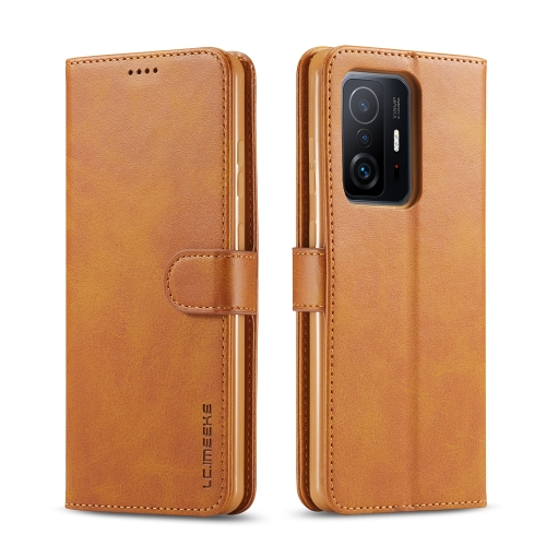 IMEEKE Wallet fedél Xiaomi 11T / 11T Pro világosbarna akciós termékkép 1