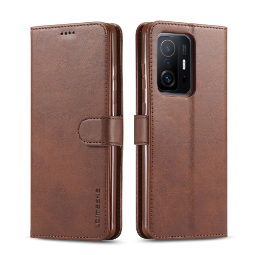 IMEEKE Wallet fedél Xiaomi 11T / 11T Pro sötétbarna akciós termékkép 1