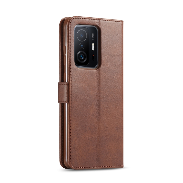 IMEEKE Wallet fedél Xiaomi 11T / 11T Pro sötétbarna termék 2. képe