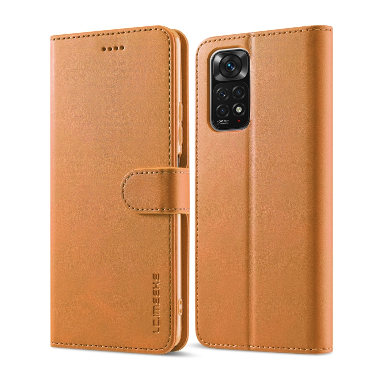 IMEEKE pénztárcahuzat Xiaomi Redmi Note 11 / Note 11S telefonhoz világosbarna termék 2. képe