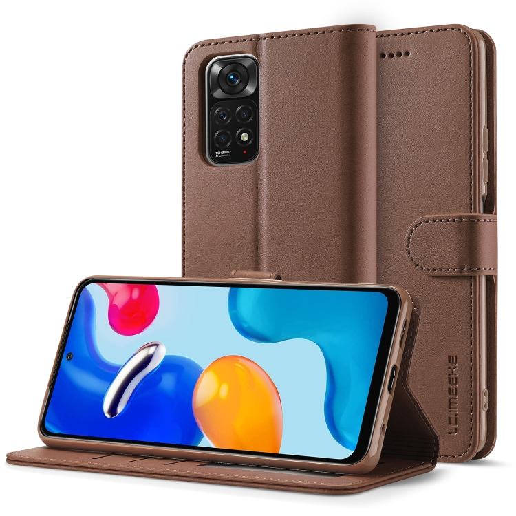 IMEEKE Wallet tok Xiaomi Redmi Note 11 Pro készülékhez sötétbarna akciós termékkép 1