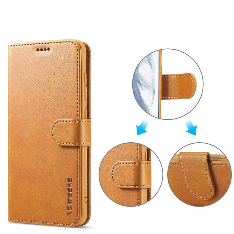 IMEEKE Wallet tok Samsung Galaxy S21 FE 5G világosbarna termék 2. képe