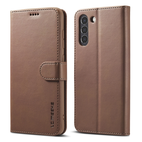 IMEEKE Wallet tok Samsung Galaxy S21 FE 5G sötétbarna akciós termékkép 1