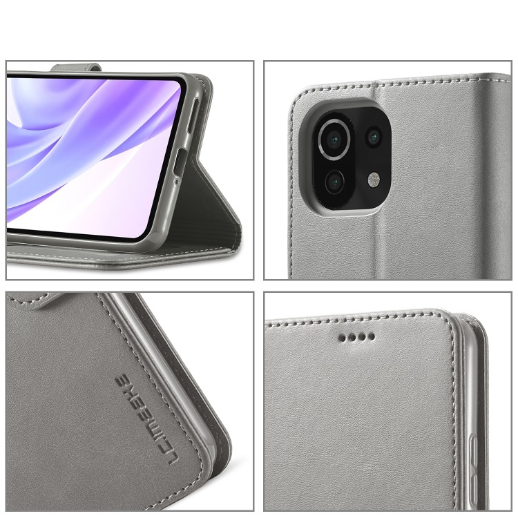 IMEEKE Wallet tok Xiaomi Mi 11 Lite / 11 Lite 5G / 11 Lite NE 5G szürke termék 2. képe