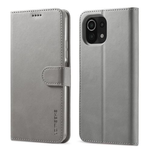 IMEEKE Wallet tok Xiaomi Mi 11 Lite / 11 Lite 5G / 11 Lite NE 5G szürke akciós termékkép 1