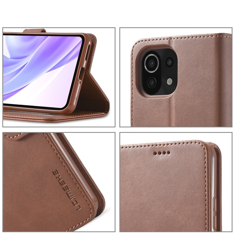 IMEEKE pénztárca huzat Xiaomi Mi 11 Lite / 11 Lite 5G / 11 Lite NE 5G sötétbarna termék 2. képe