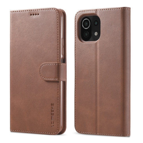 IMEEKE Wallet huzat Xiaomi Mi 11 sötétbarna akciós termékkép 1