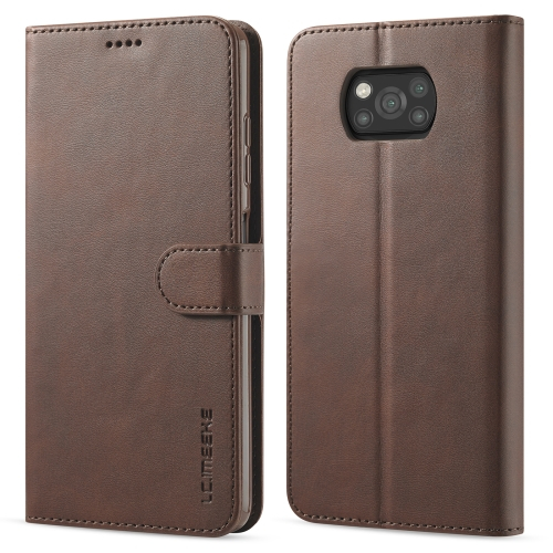 IMEEKE Wallet fedelet Xiaomi Poco X3 NFC / X3 Pro sötétbarna akciós termékkép 1