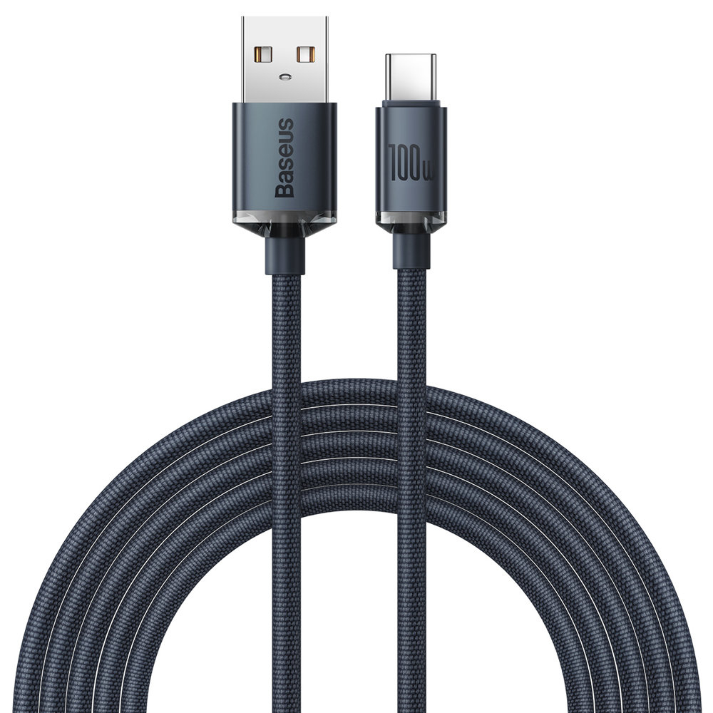 BASEUS CRYSTAL 100W USB adatkábel - USB Type-C 2m fekete akciós termékkép 1