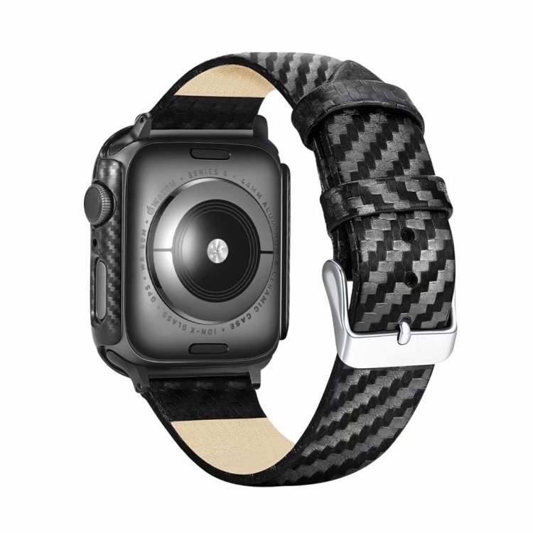 CARBON Bőr szíj + Apple Watch 5 / Watch 4 (40mm) borító fekete termék 2. képe