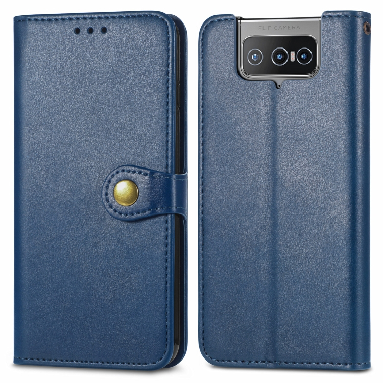 LEATHER BUCKLE Wallet esetében Asus Zenfone 8 Flip (ZS672KS) kék akciós termékkép 1