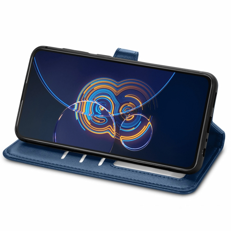 LEATHER BUCKLE Wallet esetében Asus Zenfone 8 Flip (ZS672KS) kék termék 2. képe