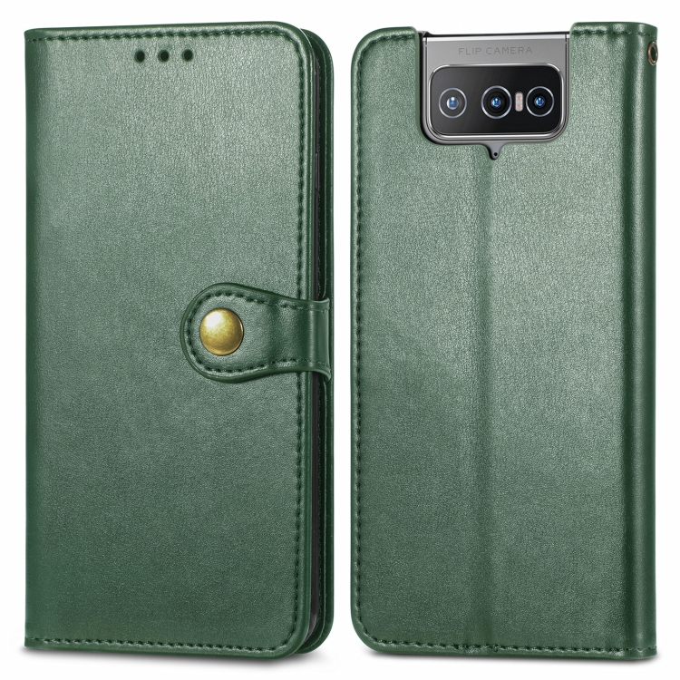 LEATHER BUCKLE Wallet Asus Zenfone 8 Flip (ZS672KS) zöld akciós termékkép 1
