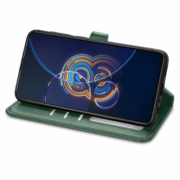 LEATHER BUCKLE Wallet Asus Zenfone 8 Flip (ZS672KS) zöld termék 2. képe