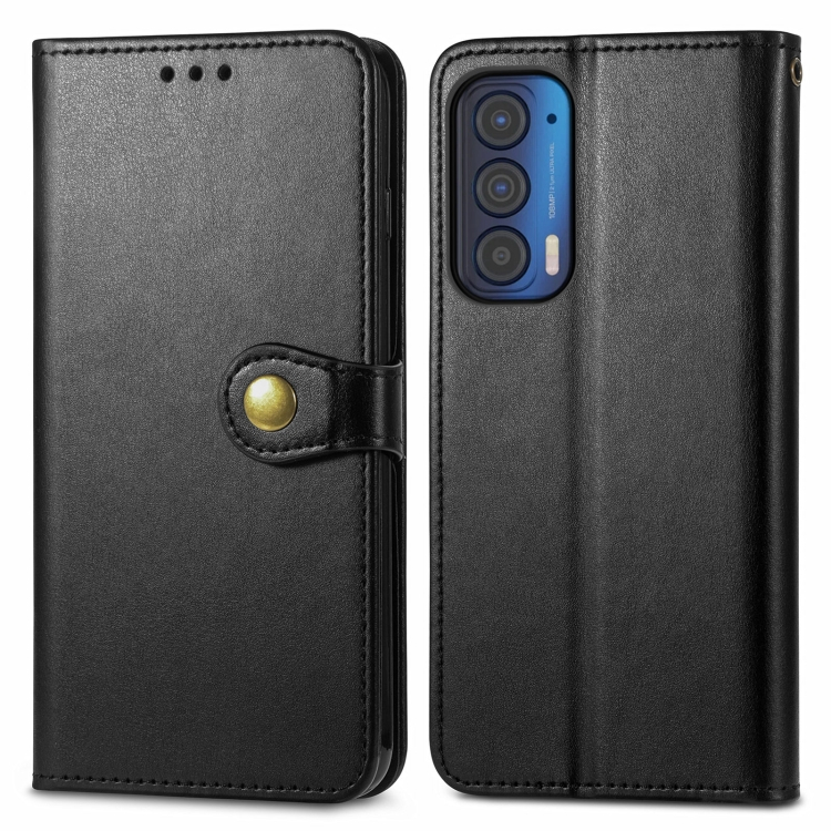 LEATHER BUCKLE pénztárca Motorola Edge 2021 fekete akciós termékkép 1
