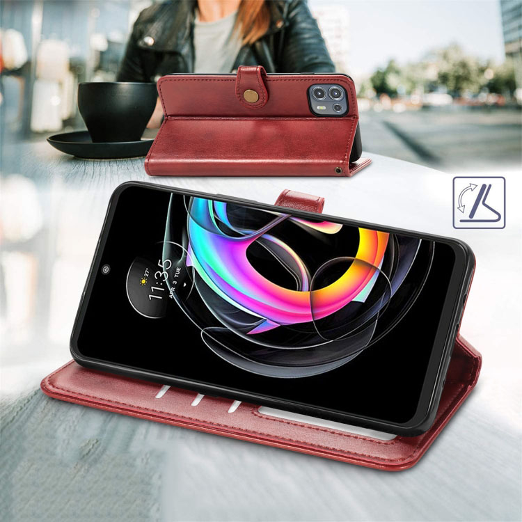 LEATHER BUCKLE Pénztárcahuzat Motorola Edge 20 Lite piros termék 2. képe