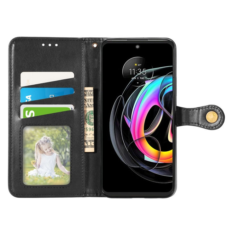 LEATHER BUCKLE Pénztárca Motorola Edge 20 Lite fekete termék 2. képe