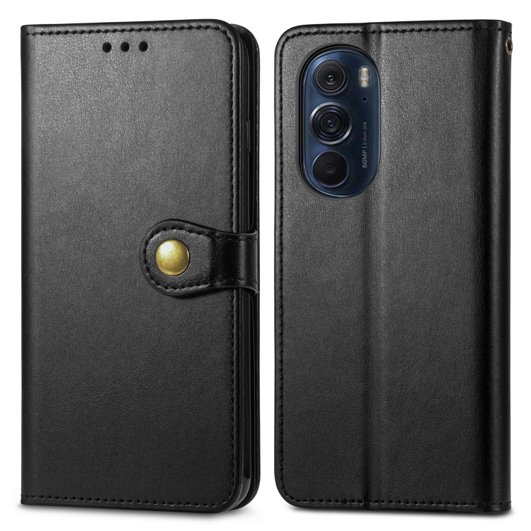 LEATHER BUCKLE Motorola Edge 30 Pro pénztárca tok fekete akciós termékkép 1