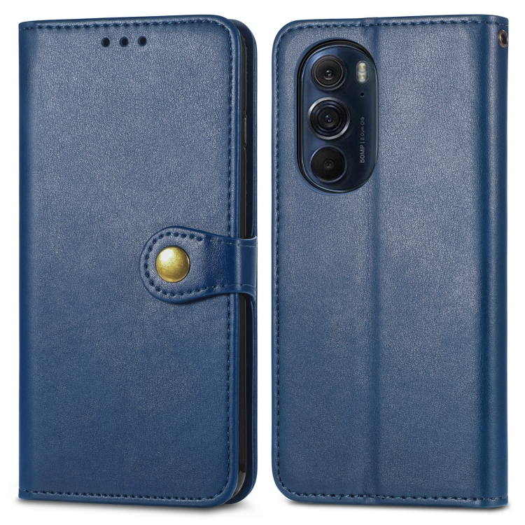 LEATHER BUCKLE Pénztárca tok Motorola Edge 30 Pro kék akciós termékkép 1