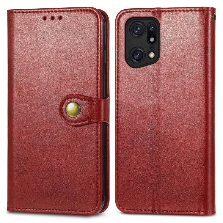 LEATHER BUCKLE tok Oppo Find X5 Pro piros akciós termékkép 1