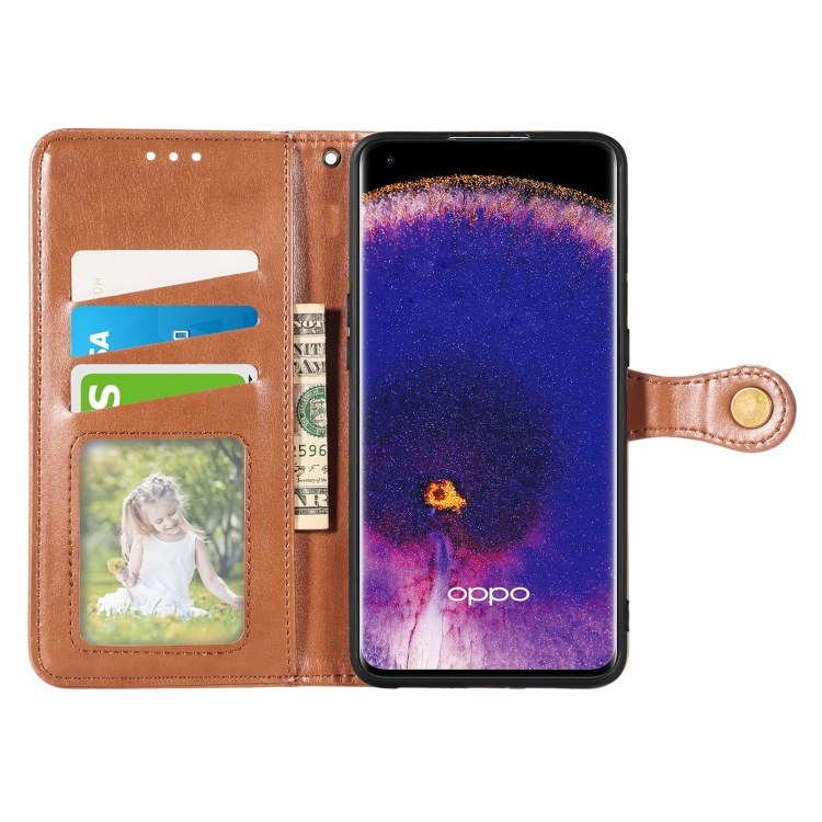 LEATHER BUCKLE Pénztárca tok Oppo Find X5 Pro barna termék 2. képe