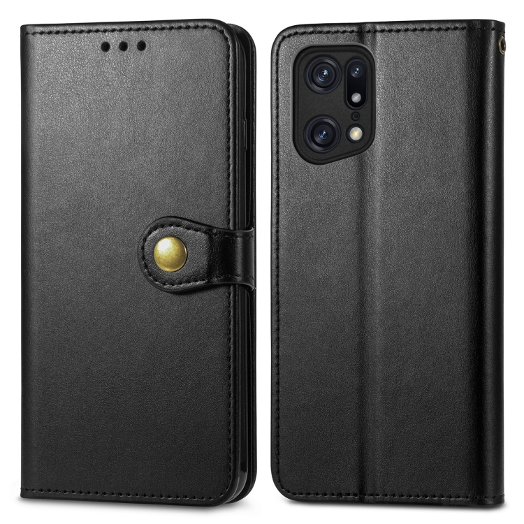 LEATHER BUCKLE pénztárca tok Oppo Find X5 Pro fekete akciós termékkép 1