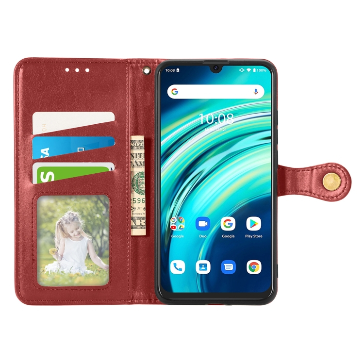 LEATHER BUCKLE Wallet Umidigi A9 Pro piros termék 2. képe