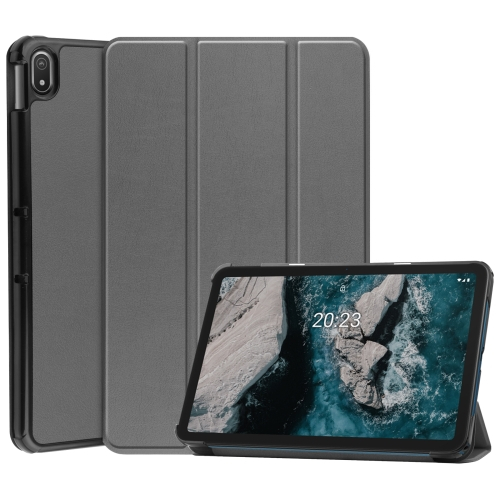 LEATHER Flip tok Nokia T20 szürke akciós termékkép 1