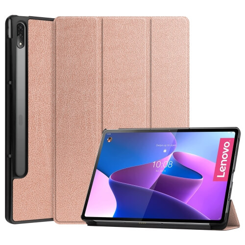 LEATHER Flip tok Lenovo Tab P12 Pro rózsaszín arany színben akciós termékkép 1