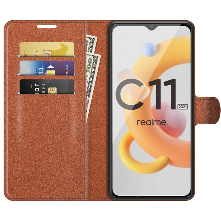 LITCHI védőburkolat Realme C11 2021 barna termék 2. képe