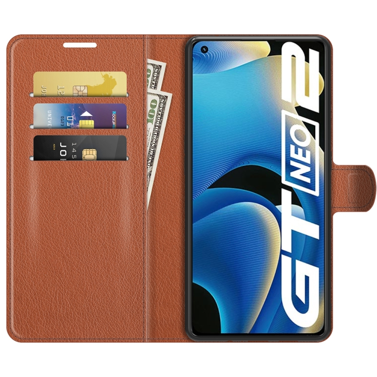 LITCHI Védőburkolat Realme GT Neo2 5G barna színhez termék 2. képe