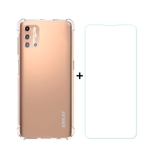 ENKAY Átlátszó borítás + Edzett üveg Motorola Moto G9 Plus akciós termékkép 1
