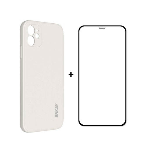 ENKAY borító + 3D üveg Apple iPhone 12 mini bézs akciós termékkép 1
