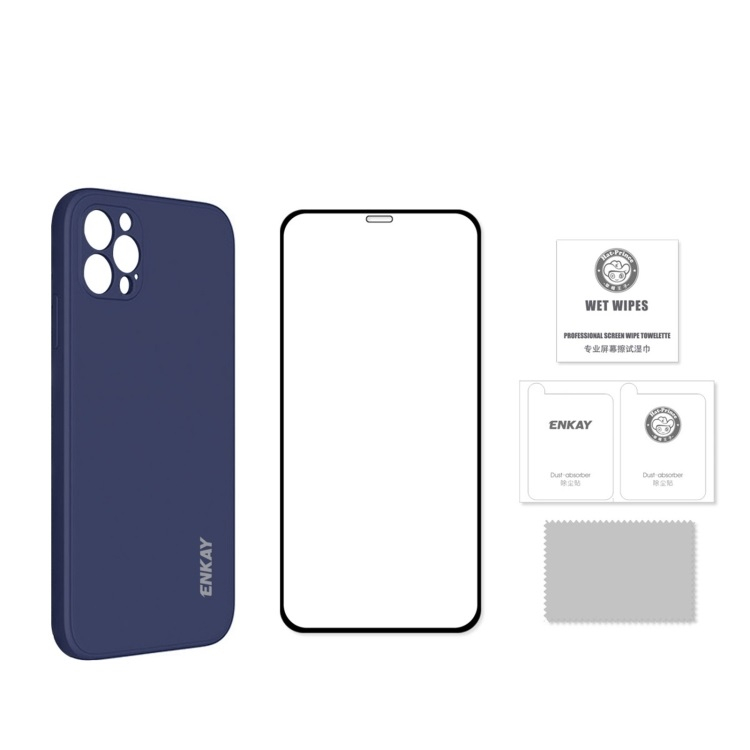 ENKAY tok + 3D üveg Apple iPhone 12 Pro sötétkék termék 2. képe